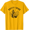 Exteevaganza Safety Third Cowboy Riding Bear Humorous Graphic T-Shirt - Golden Yellow