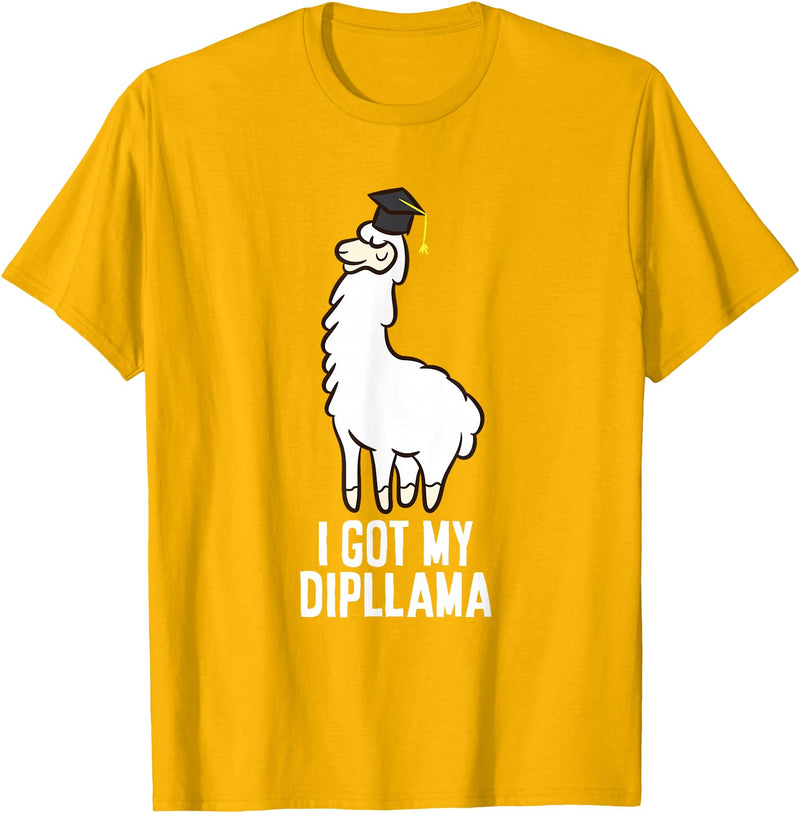 Funny Llamas Gifts LLama Graduation I Got My Dipllama Cute Llama T-Shirt - Golden Yellow