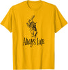 Always Late - White Rabbit Alice Wonderland T-Shirt in Golden Yellow