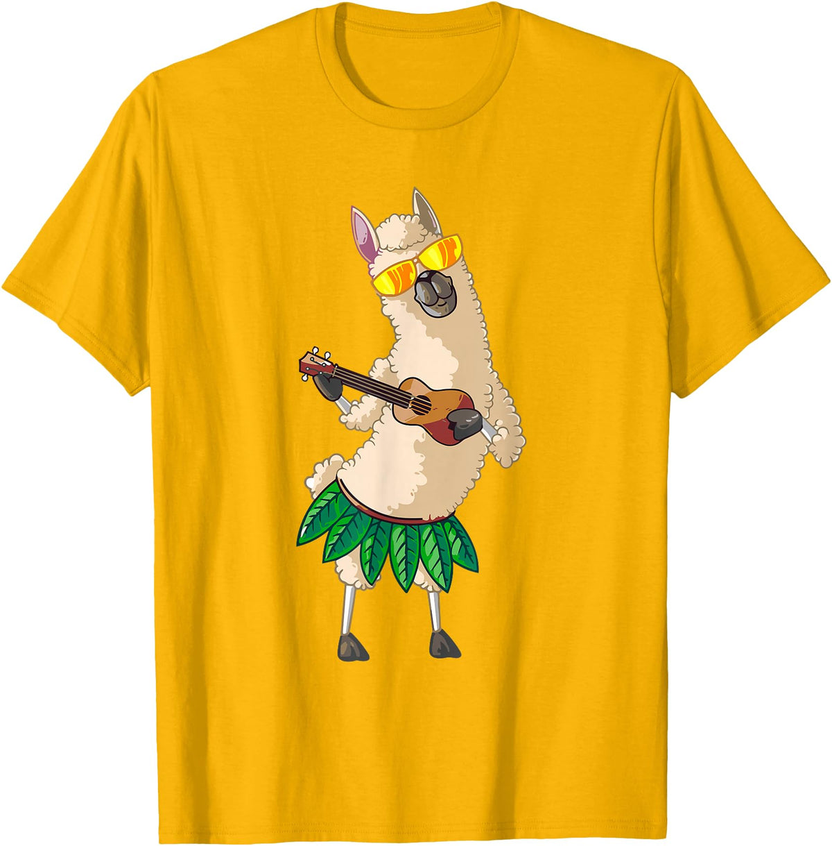 Llama Ukulele Luau TShirt Cute Gifts Llama Ukulele Luau Cute Funny Cool Hawaii Alpaca Gift T-Shirt - Golden Yellow