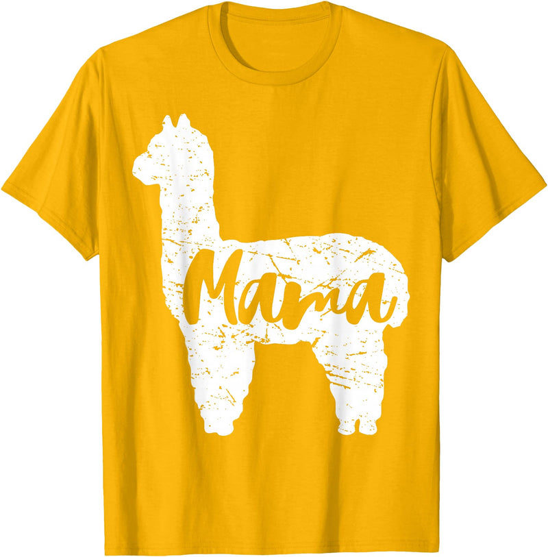 Happy Mothers Day Shirt Cute Gift Ideas Cute Proud Mama Llama Alpaca Happy Mothers Day Gift Shirt T-Shirt - Golden Yellow