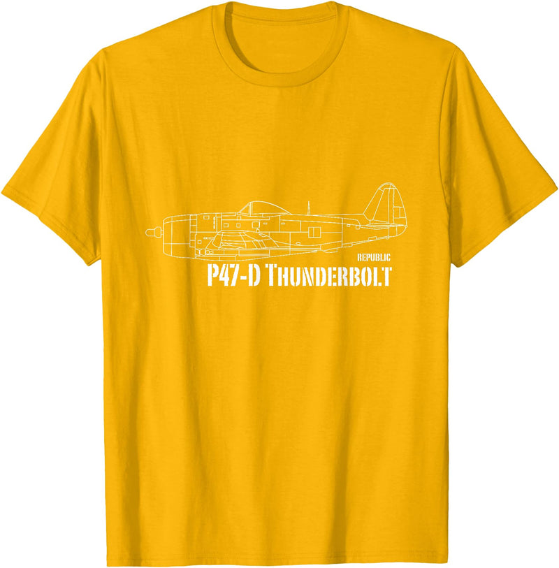 Bear Cave Designs - USA Republic P-47D Thunderbolt T-Shirt - Golden Yellow