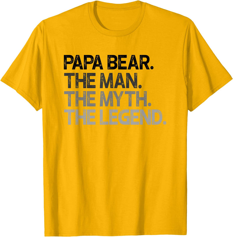 Papa Bear Gifts Papa Bear The Man The Myth Legend Gift T-Shirt - Golden Yellow