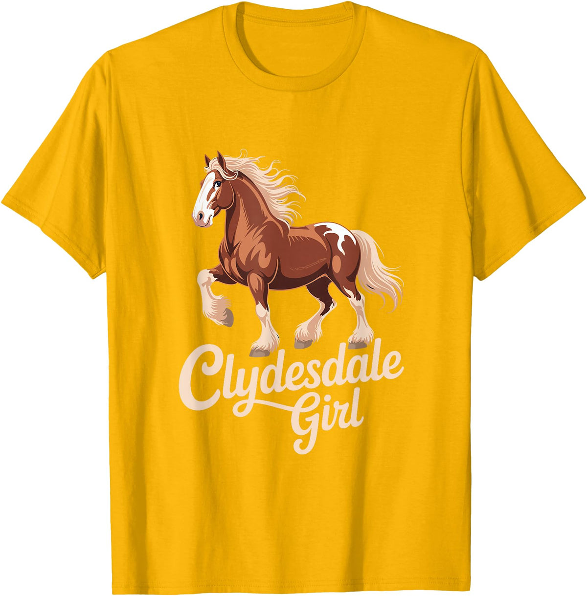 Clydesdale Horse Lovers Club Clydesdale Girl Vintage Horse Equestrian T-Shirt - Golden Yellow