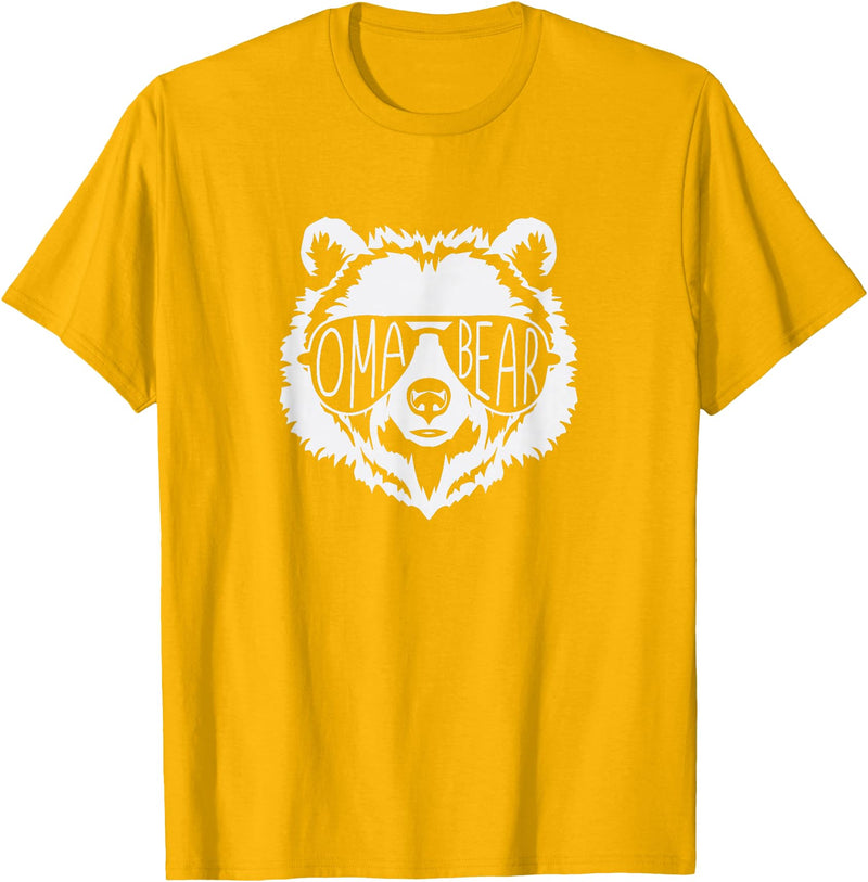 oma Bear Family Apparel Grandma Bear Face with Sunglasses T-Shirt - Golden Yellow