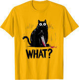 Cat Owners Black Cat What? Black Cat Murderous Cat With Knife Black Cat T-Shirt