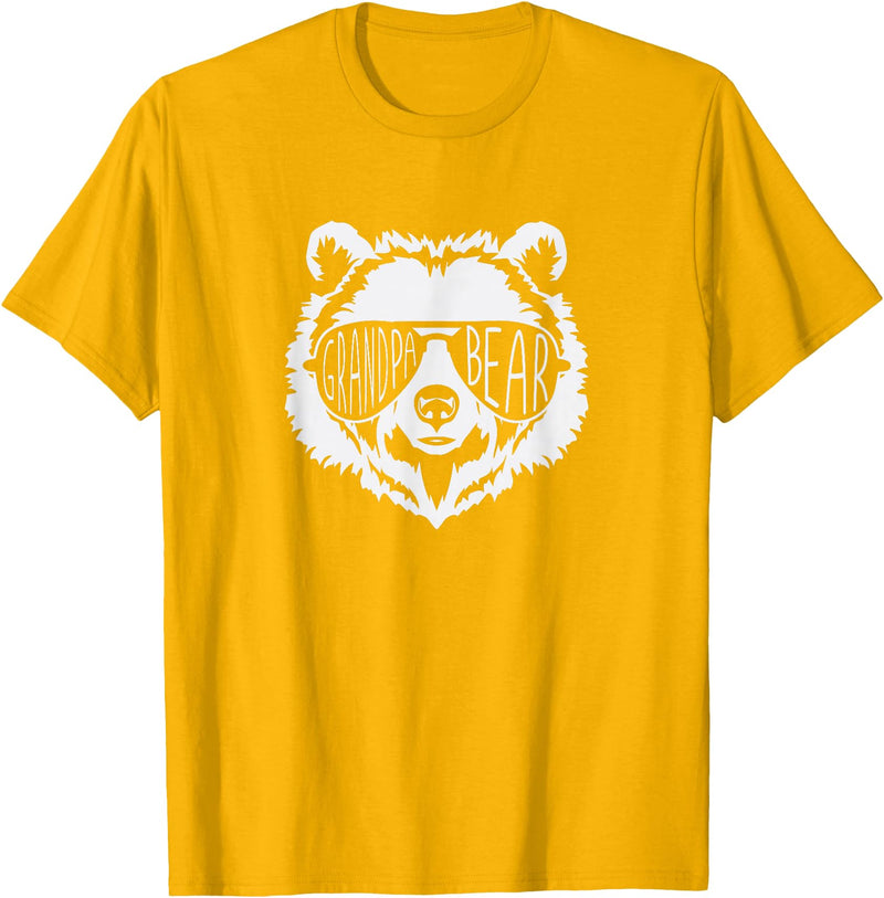 grandpa Bear Family Apparel Grandpa Bear Face with Sunglasses T-Shirt - Golden Yellow