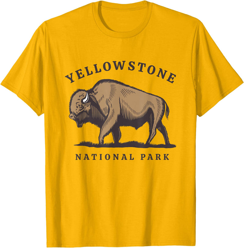 Yellowstone National Park Bison Clothing Co Yellowstone National Park Wyoming Buffalo Bison T-Shirt - Golden Yellow