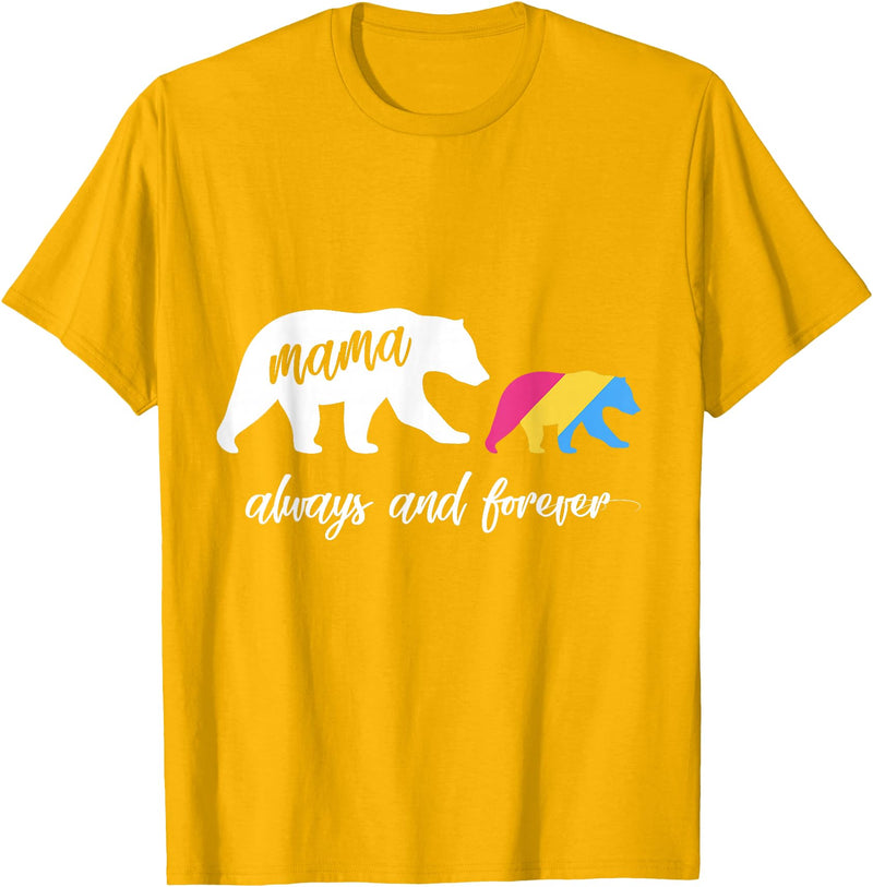 Cute Pansexual and Bisexual Mama Gift Tee Cute Pansexual Mama Bear T-Shirt - Golden Yellow