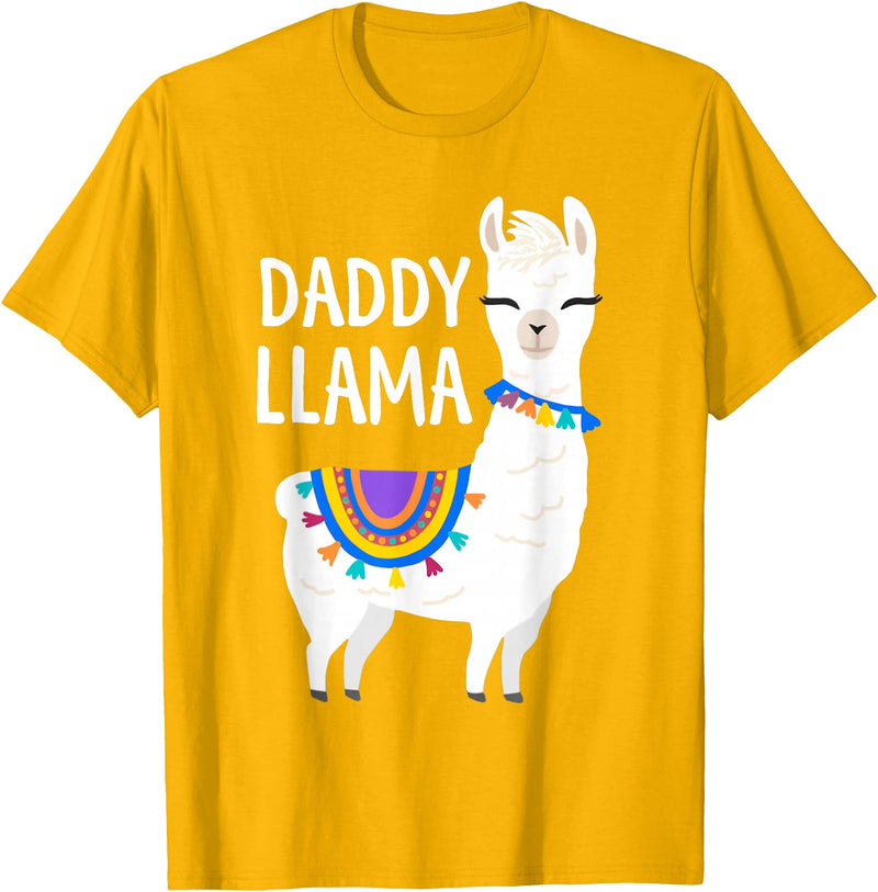 Birthday Llama Shirts Gift Daddy Llama Funny Father's Day Shirt Men, Dad, Dad Birthday T-Shirt - Golden Yellow