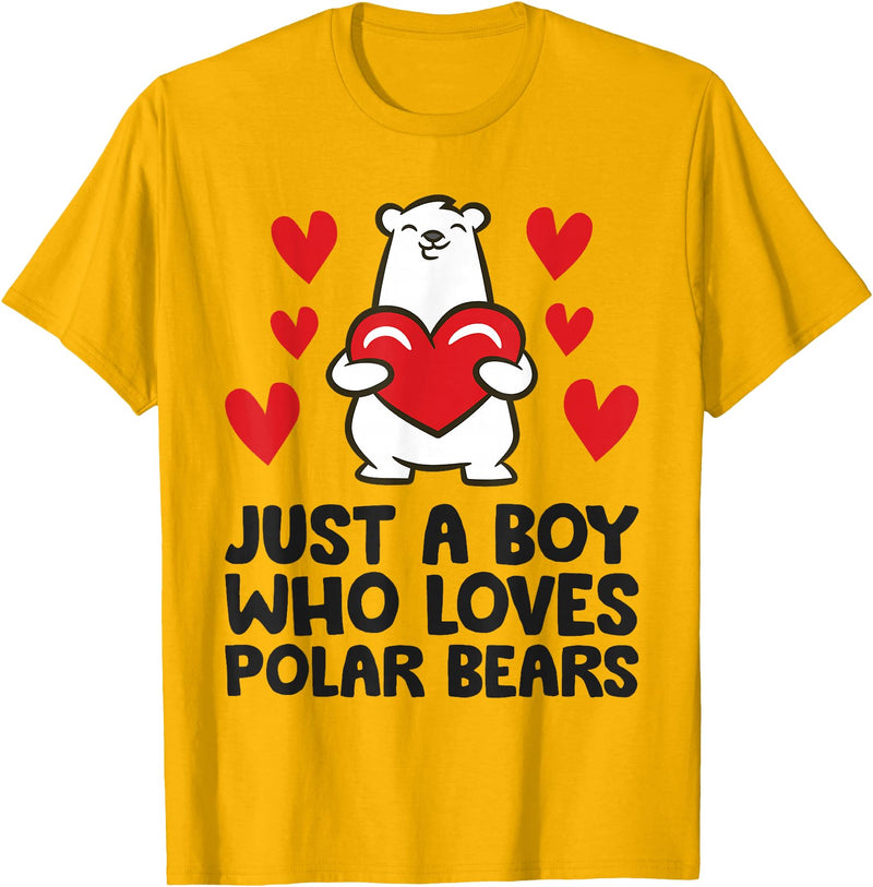 Cute Polar Bear Gifts And Tees Just A Boy Who Loves Polar Bears T-Shirt - Golden Yellow