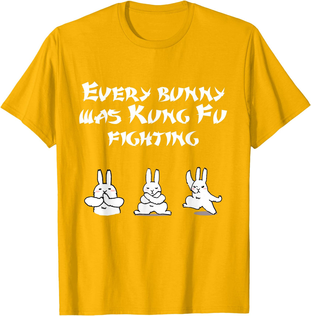 Funny Easter Every Bunny Was Kung Fu Fighting Karate T-Shirt in Golden Yellow