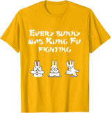 Funny Easter Every Bunny Was Kung Fu Fighting Karate T-Shirt in Golden Yellow