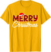 Merry Christmas Buffalo t -shir t Merry Christmas Buffalo Plaid Red Santa Hat Xmas Pajamas T-Shirt - Golden Yellow