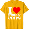 I Love Food Shirts Collection I Love Fish And Chips, I Heart Fish And Chips T-Shirt - Golden Yellow