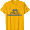 California Men Women Boys Girls Kids Groups Gift Vintage California Republic State Flag Bear Retro Fade T-Shirt - Golden Yellow