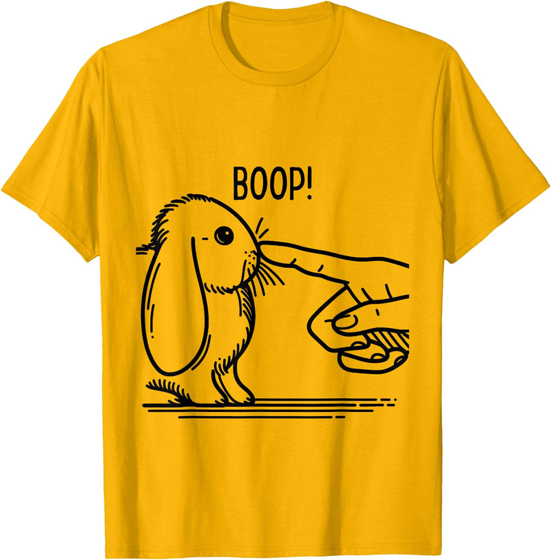 Cute Rabbit Lover Bunny Graphic T-Shirt (Baby Blue) in Golden Yellow