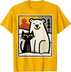 Utschki Bratschki Black Cat and Polar Bear Winter Animal Cute Snow Art T-Shirt - Golden Yellow