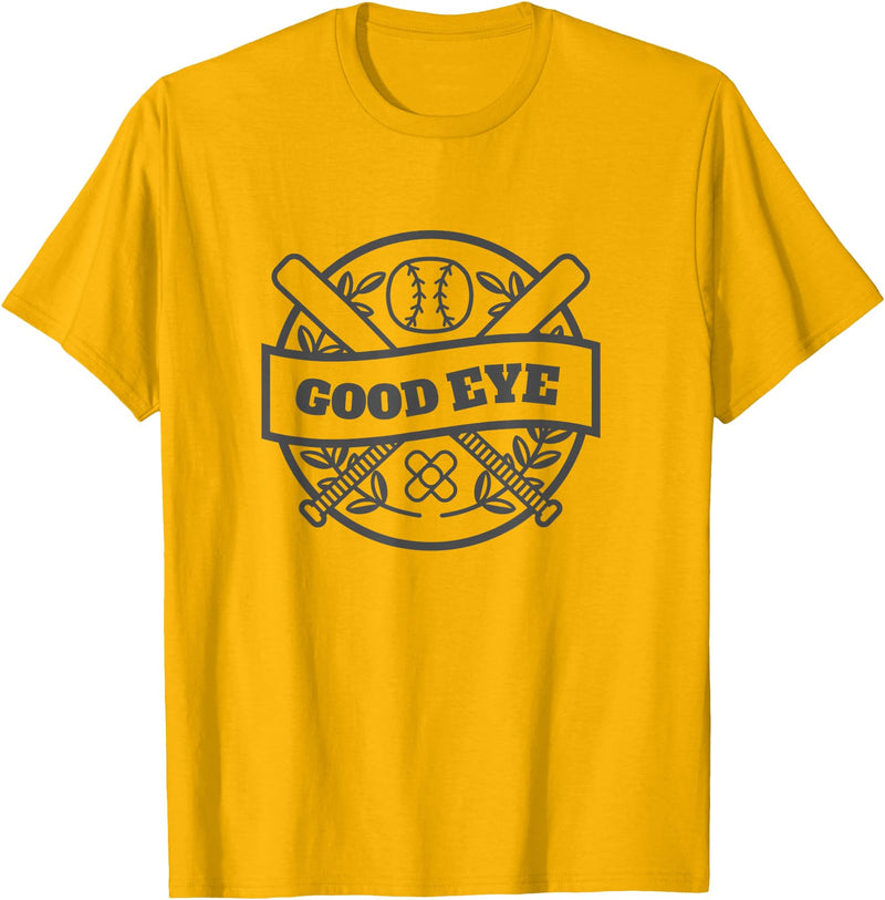 Flying Pig T Shirts Good Eye Baseball T-Shirt Humor Batter Team Sport Kids Bat T-Shirt - Golden Yellow