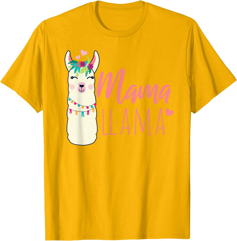 ADVENTURE ALPACA LLAMAS Designs MAMA LLAMA Funny Mother Lamas Meme T-Shirt - Golden Yellow