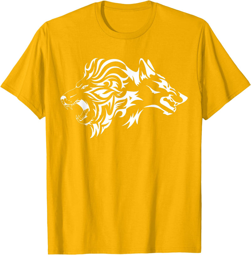 Wilder Löwe und Wolf von FT Designs Wild Lion and Wolf T-Shirt - Golden Yellow