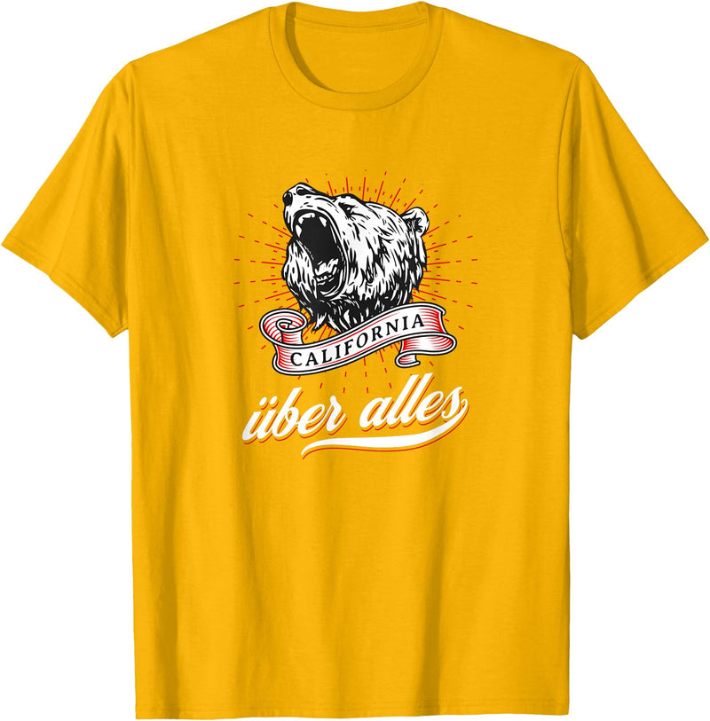 Not Quite Right California Über Alles with Roaring Grizzly Bear T-Shirt - Golden Yellow
