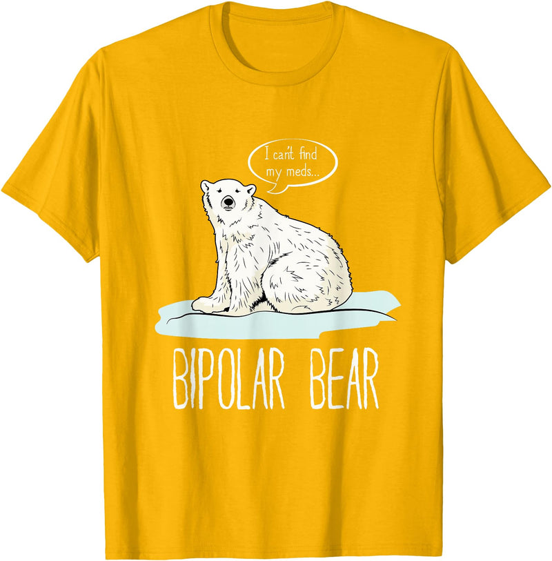 InGENIUS Funny Mental Illness Pun Gifts Bipolar Polar Bear Manic Depressive Personality Gift T-Shirt - Golden Yellow