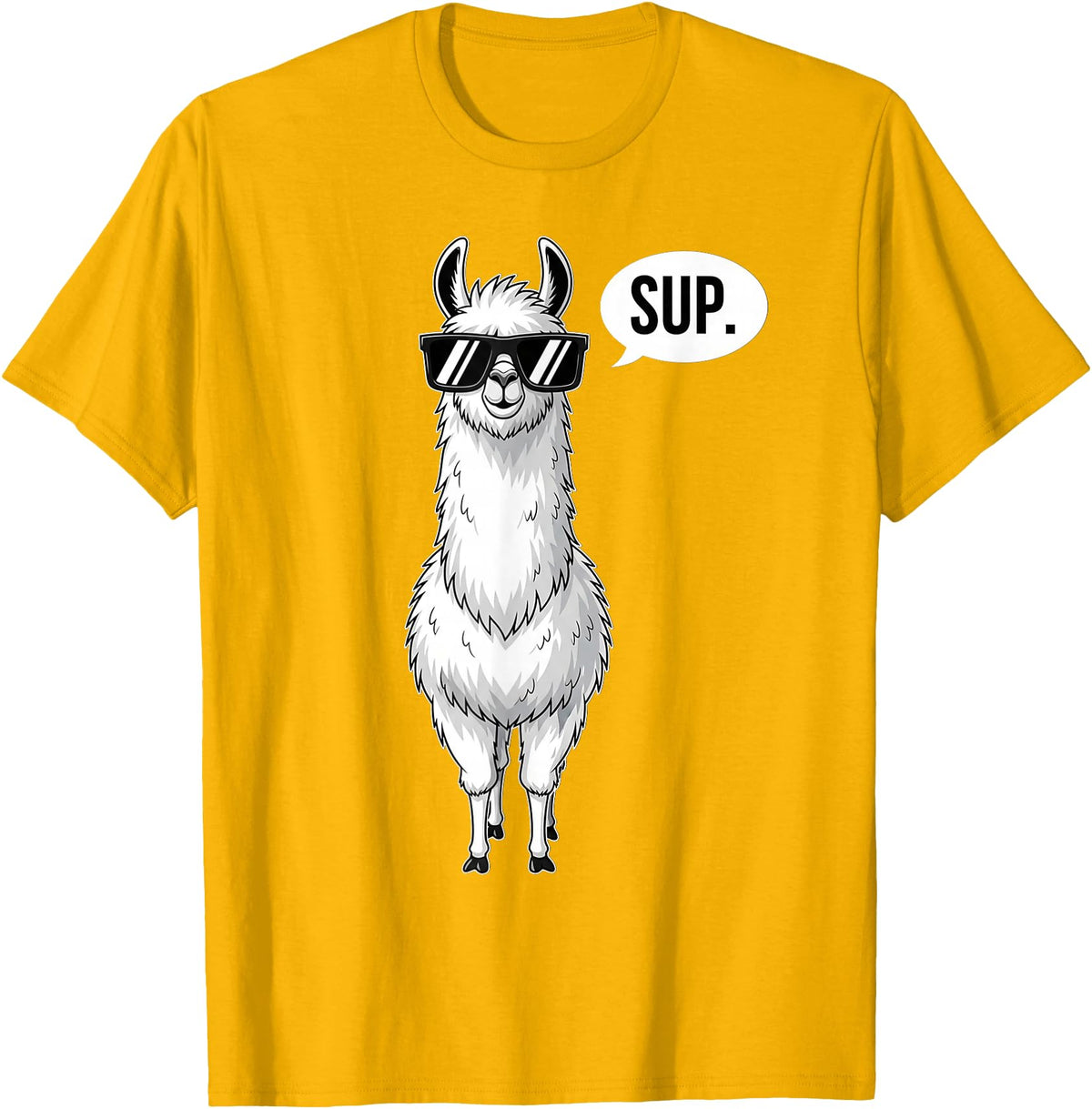 Funny Llama lover Co Alpaca Llama with Sunglasses Sup T-Shirt - Golden Yellow