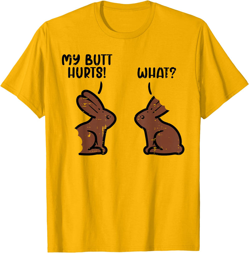 Chocolate Easter Bunnies Funny Rabbit Bunny Candy Men Women T-Shirt in Golden Yellow