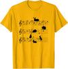 Cute Bunny Rabbit Playing Music Notes Musician T-Shirt in Golden Yellow