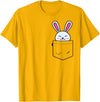 Bunny in Pocket Rabbit Lover Gifts for Women Men Kids T-Shirt (White) in Golden Yellow