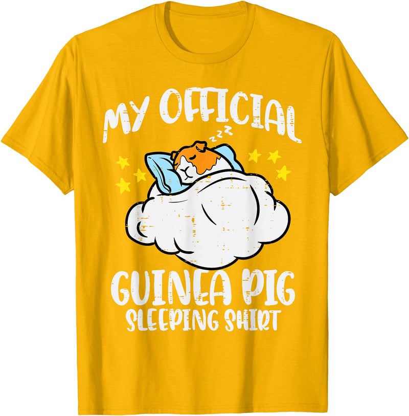 Guinea Pig Shirts For Men Women Kids Gift My Official Guinea Pig Sleeping Shirt Cavy Women Kids Men T-Shirt - Golden Yellow
