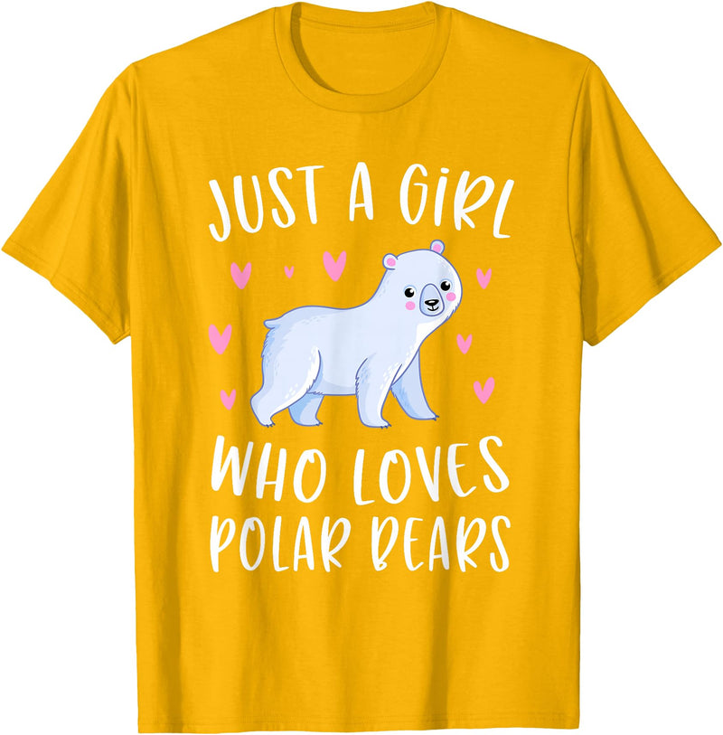 Funny Polar Bear Lovers Shirts For Girls Cute Polar Bear Shirt Just A Girl Who Loves Polar Bears T-Shirt - Golden Yellow
