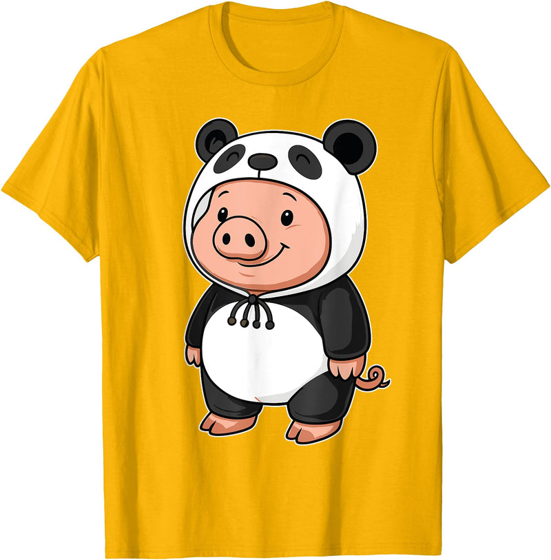 Pig In Panda Costume Kawaii Design Kawaii Pig In Panda Costume for Girls kids Pig Lover T-Shirt - Golden Yellow