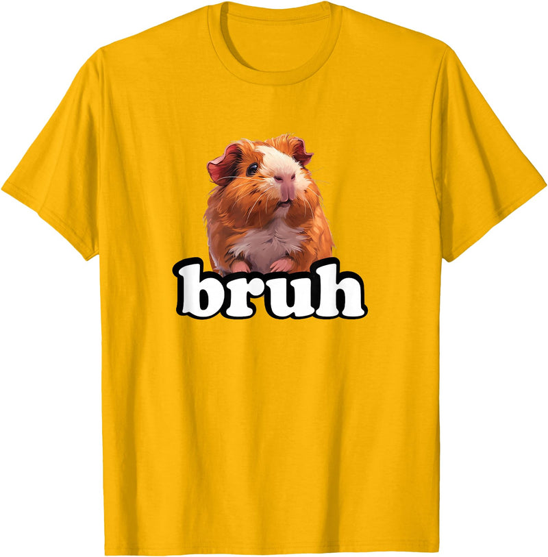 Funny Animal Cavy Mom Gifts T Shirts & Hoodies Bruh Bro Kids Boys Girls Cute Wheek Merch Guinea Pig Lover T-Shirt - Golden Yellow