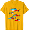 Neon Tetras Aquarium Tees Neon Tetras Aquarium Schooling Fish Tank Lovers T-Shirt - Golden Yellow