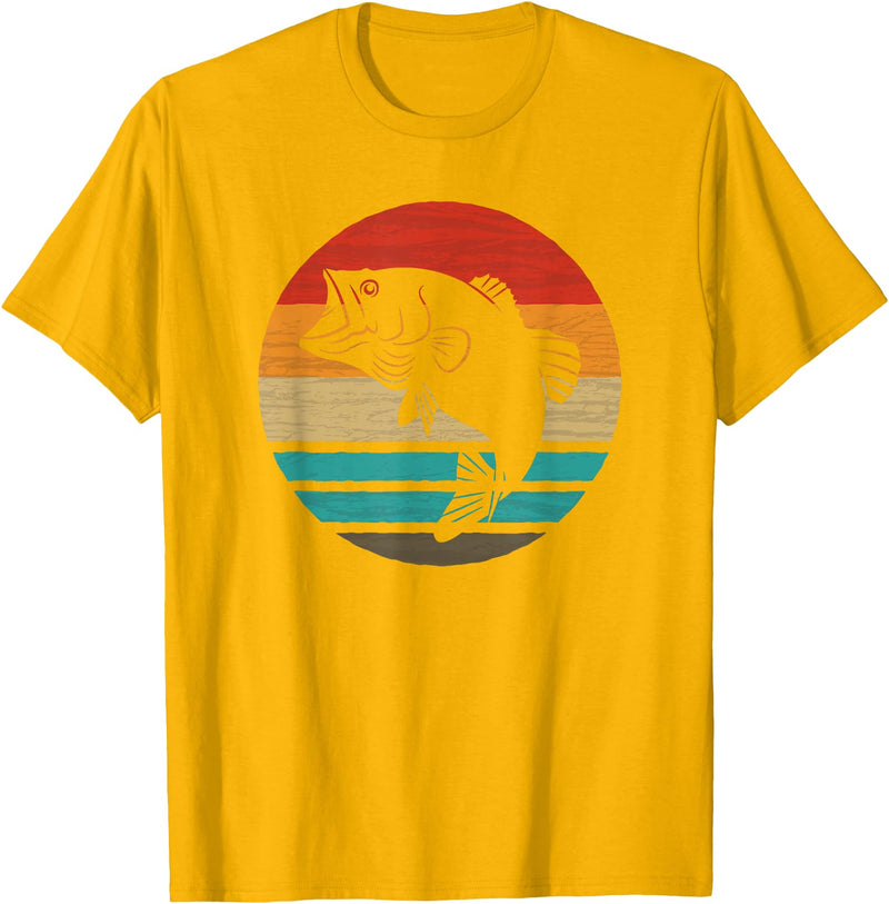 Fishing Accessories & Clothing Gifts Women Men Fish Retro Style Vintage T-Shirt - Golden Yellow