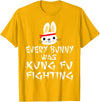 Every Bunny Was Kung Fu Fighting Funny Easter Rabbit T-Shirt in Golden Yellow