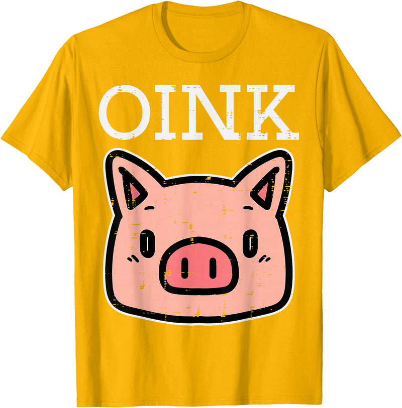 Pig Lover Shirts For Men Women Kids Oink Pig Face Cute Hog Head Girls Boys Kids Toddler Women T-Shirt - Golden Yellow