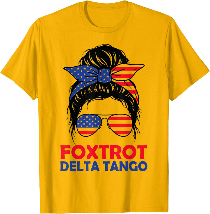 Messy Bun Bear Foxtrots Deltas Tangos Funny Tees Messy Bun Foxtrots Deltas Tangos Bear Foxtrots Deltas Tango T-Shirt - Golden Yellow