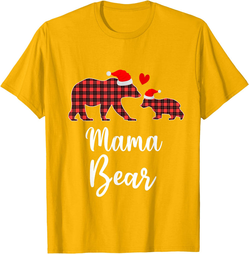 Cute Xmas Gifts Tartan Bear Cub Matching Costumes Mama Bear Buffalo Red Plaid Christmas Pajama Family Outfits T-Shirt -