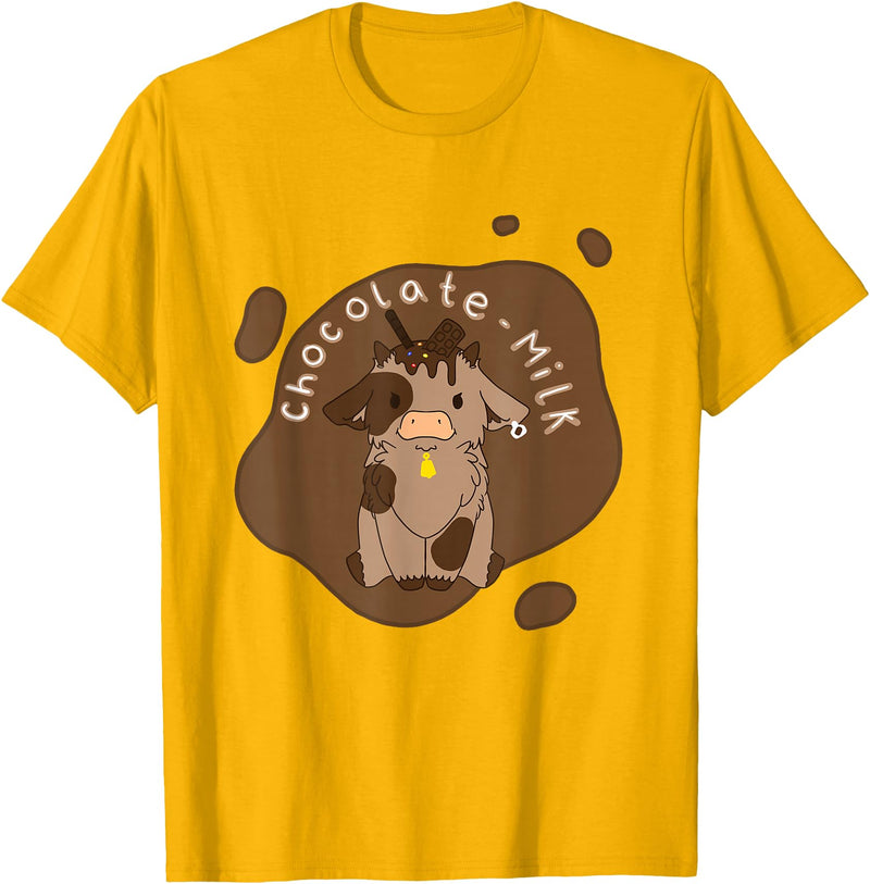 Cute Kawaii Merch Kawaii Chocolate Milk Cow T-Shirt - Golden Yellow