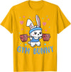 Gym Bunny Hearts Barbell Funny Workout Clothes Lift Weights T-Shirt in Golden Yellow