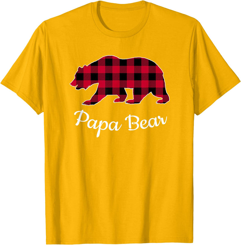 Papa & Mama Bear Outfit Papa Bear Pajama Red Buffalo Plaid T-Shirt - Golden Yellow