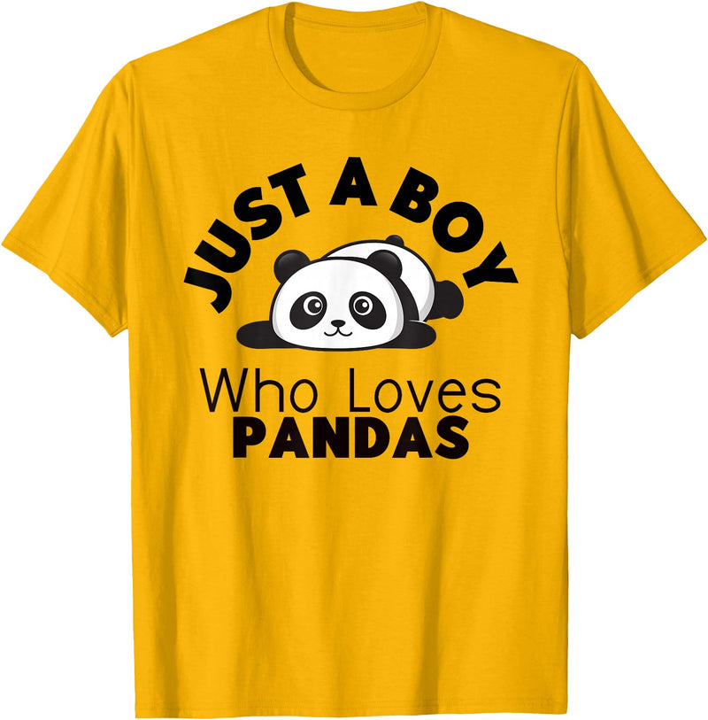 Panda Lover Designs Just A Boy Who Loves Pandas Cute Panda Bear T-Shirt - Golden Yellow