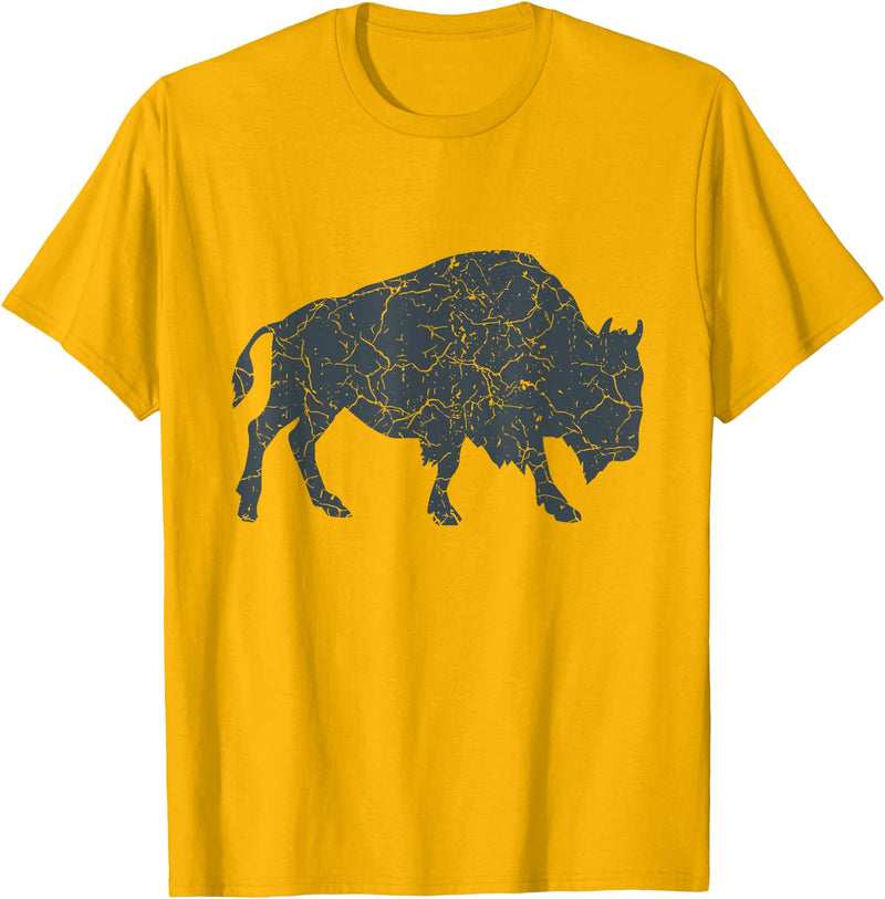 Bison Lover Gifts Wildlife I Bison Natural Reserve Vintage Buffalo I Distressed Bison T-Shirt - Golden Yellow