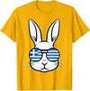 Greek Flag of Greece Happy Easter Rabbit Greek Easter T-Shirt in Golden Yellow