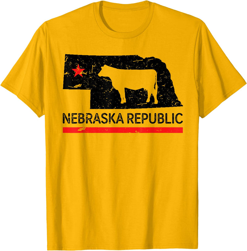Treding T-Shirt Nebraska Republic T-Shirt Funny dairy Cow T-Shirt - Golden Yellow