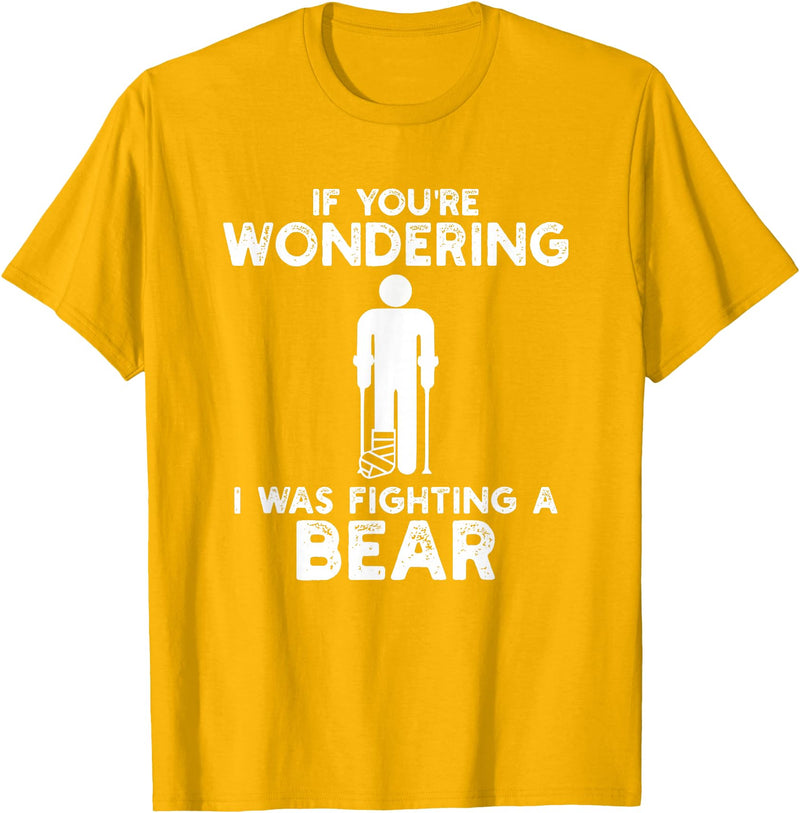 I Was Fighting A Bear Humor Designs Co. Funny Humour I Was Fighting A Bear T-Shirt - Golden Yellow
