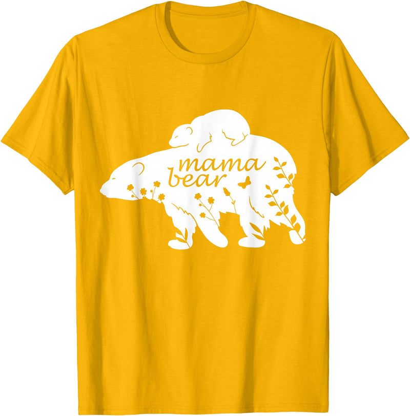Funny Mama Bear Family Matching Gifts Clothing Mama Bear T-Shirt - Golden Yellow